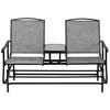 Gardenised Two Person Outdoor Double Swing Glider Chair Set with Center Tempered Glass Table QI004528